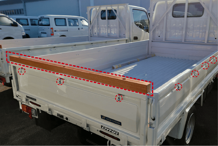 あおり上木製補強＋ロープフック