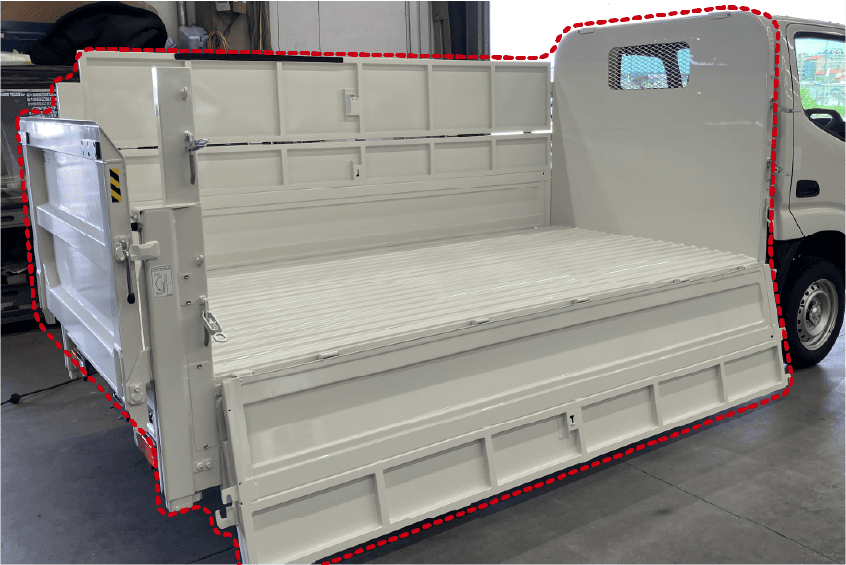 鳥居裏全面鉄板張り＋あおり延長2段折れ