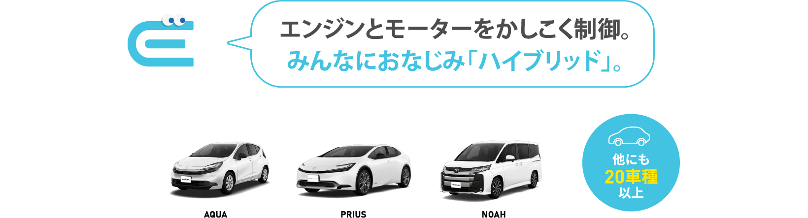 エンジンとモーターをかしこく制御。みんなにおなじみ「ハイブリッド」。