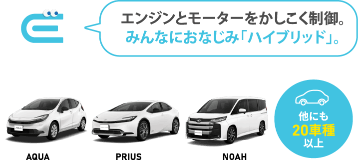 エンジンとモーターをかしこく制御。みんなにおなじみ「ハイブリッド」。